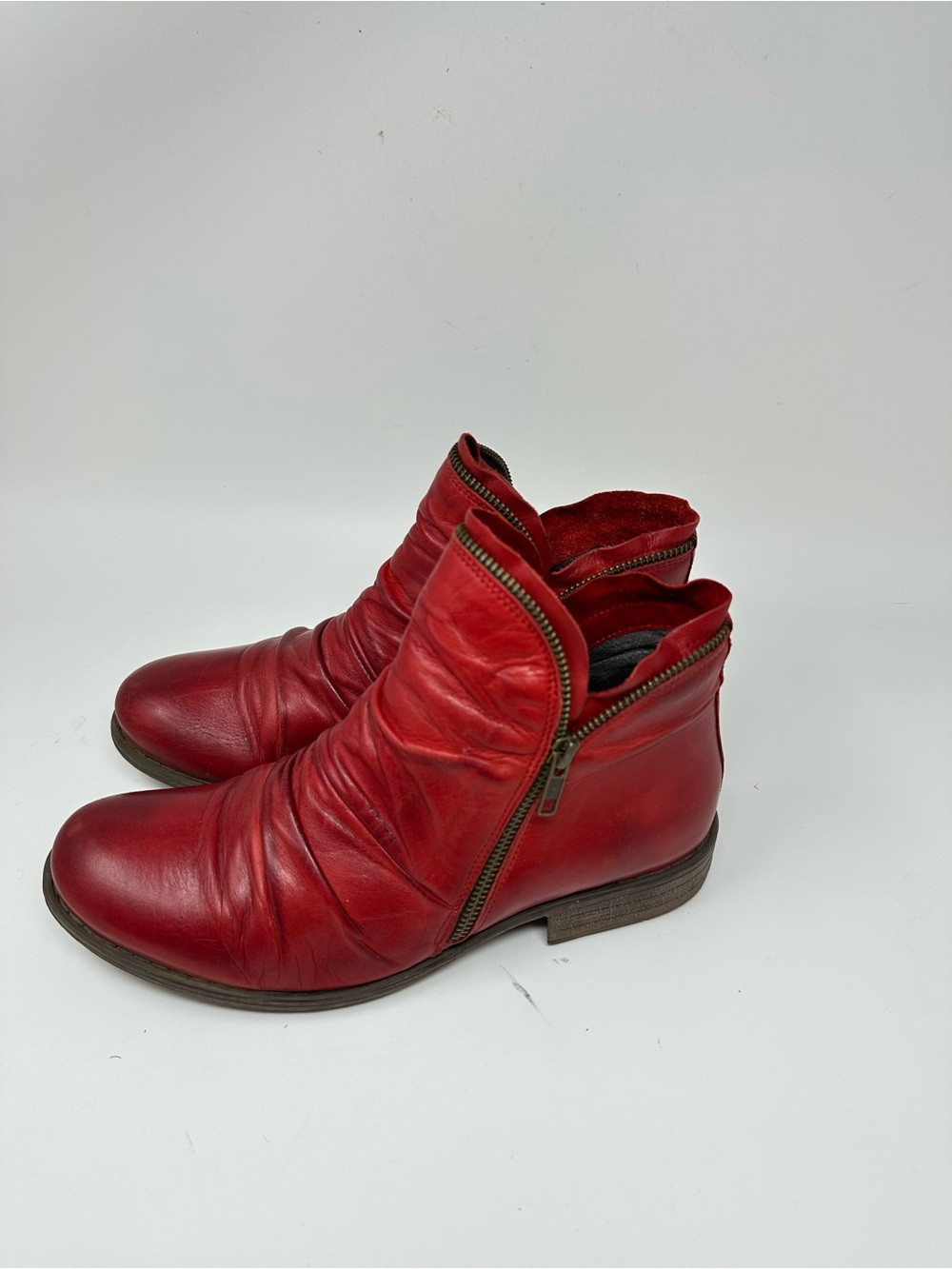 Miz Mooz Luna Ankle Boots Dual Side Zip Plum Women's 10